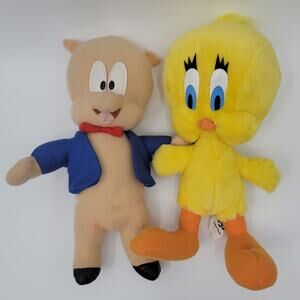 Looney tunes porkey and six flags tweety plush stuffed toys